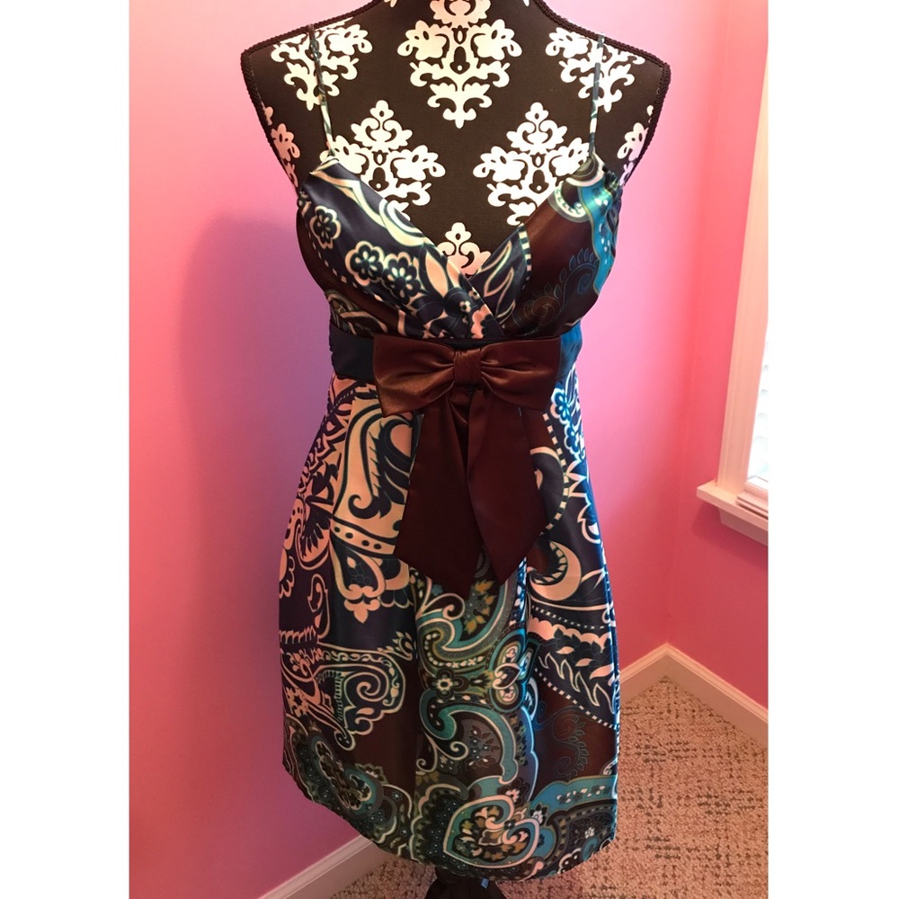 Paisley Silky Dress with Bow